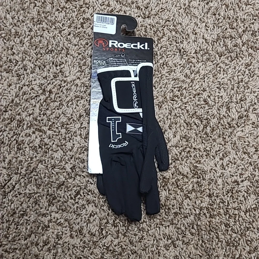 Roeckl NWT Size 6.5 Black Riding Gloves With White Trim